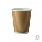 Doppelwand Riffel Kaffee Becher natur braun 0,2L/8oz Ø 9,0cm Kraft / PE Restposten!